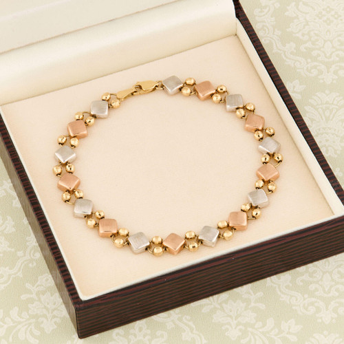 Tri-Color Gold Omega Bracelet | JewelryShuk